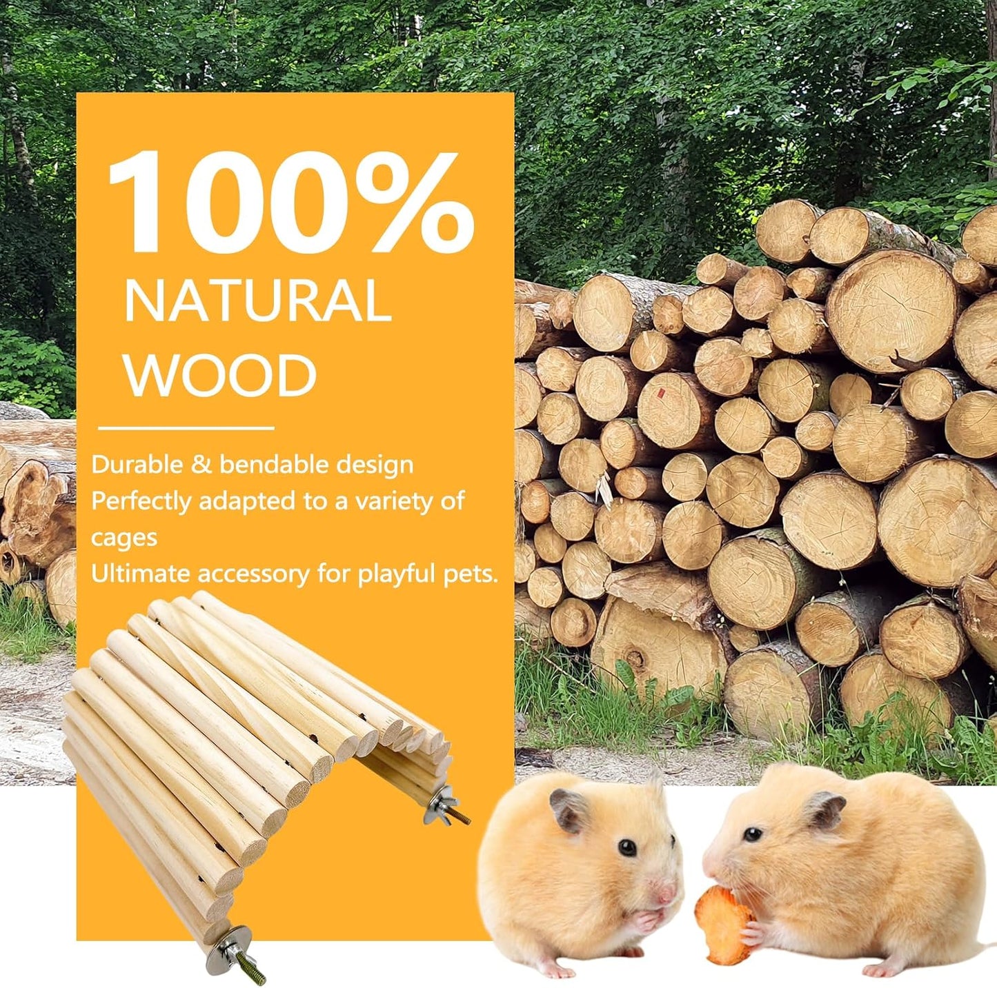2Pcs Chinchilla Wood Ledge Hamster Wooden Flexible Platform Perch Climbing Toys Cage Accessories for Rat Mouse Sugar Glider Small Animal