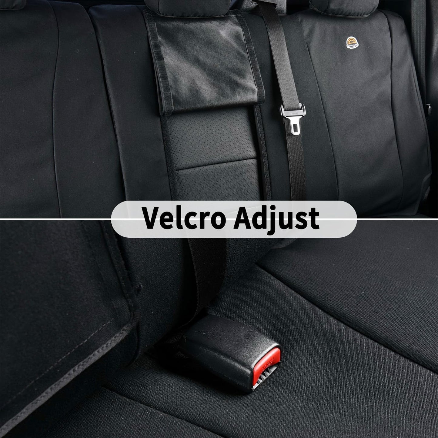 Coverado Rear Car Seat Covers, Waterproof Canvas Seat Protector for Car Seat Cushions for Kids & Dogs, Seat Covers Compatible with 2015-2025 Ford F150 & 2017-2025 Ford F250 F350 F450(Black, 2PCS)
