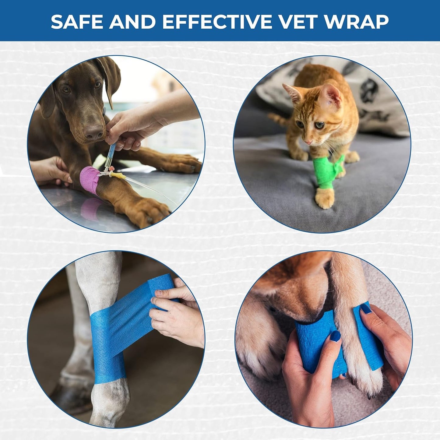 Self Adhesive Bandage Wrap - Pack of 24, Assorted Colors, Non-Woven, Breathable & Water-Resistant Vet Wrap for First Aid, Sports Injury, Body Sprains, & Pets - 2 Inch x 5 Yards