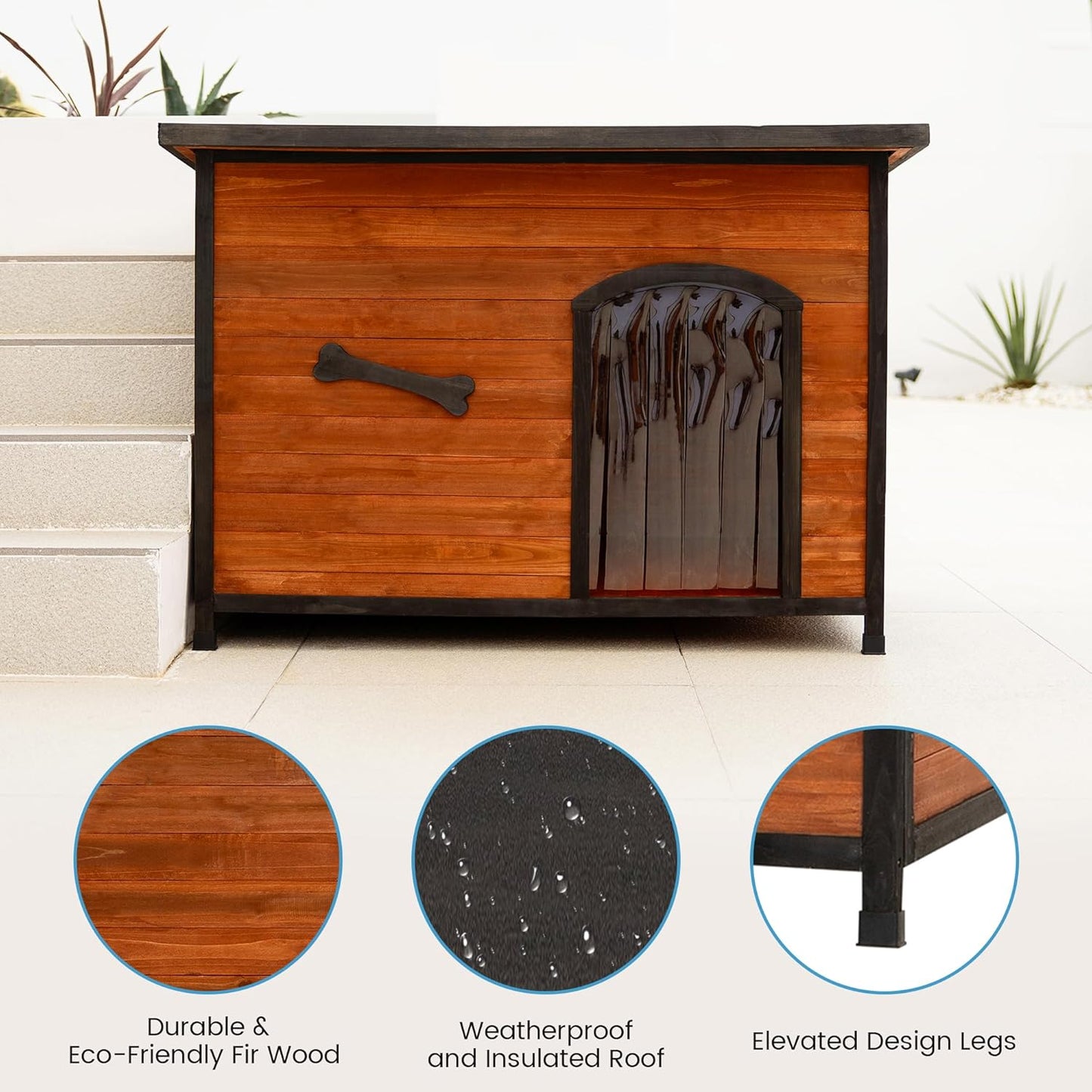 Large Solid Wooden Dog House,Suitable for Both Indoor and Outdoor, Suitable for Large Dogs and Animals of The Following Size, Easy to Clean,Can DIY,45.75" W x 31.25" D x 32.5" H