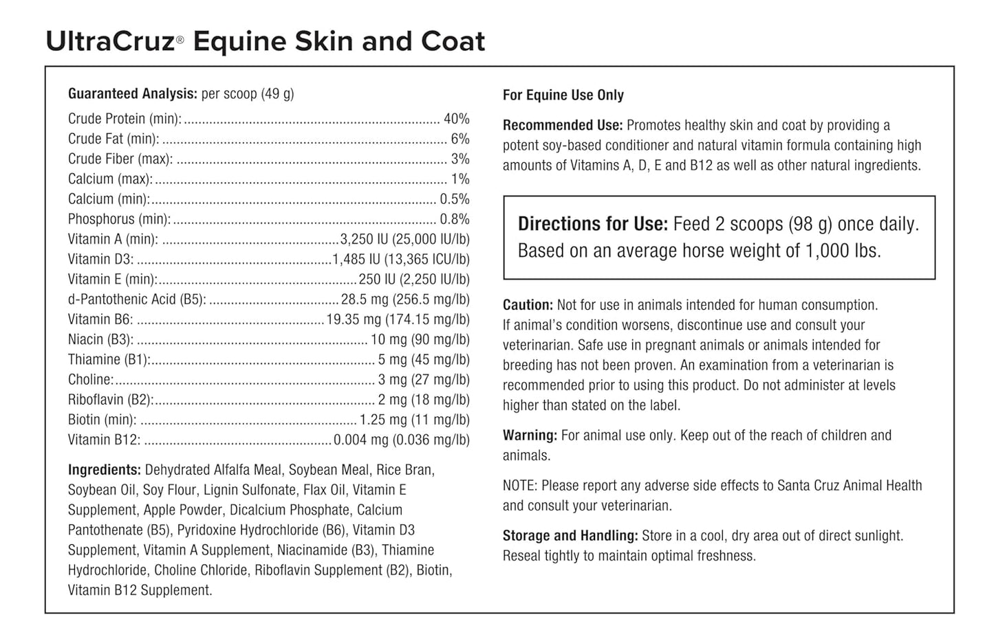 UltraCruz® Equine Skin and Coat Pellet, 25 lb