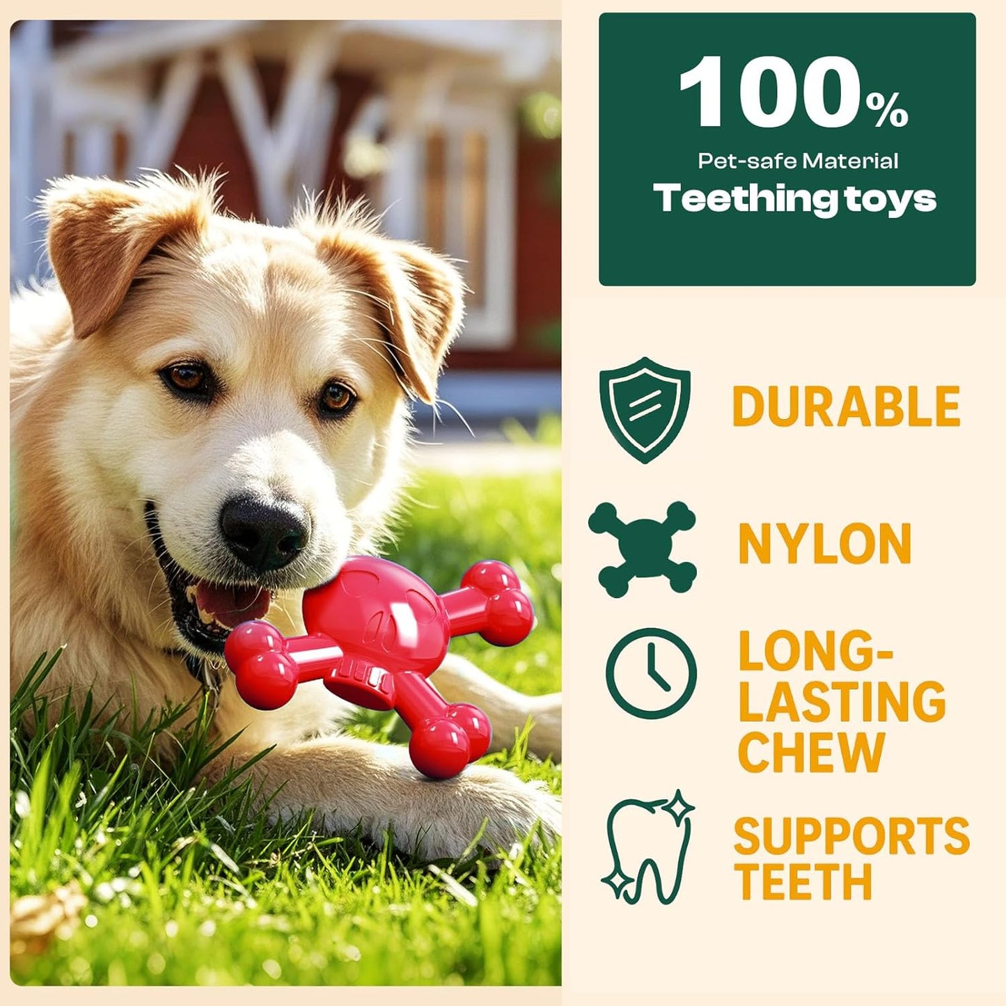 Dog Chew Toys for Aggressive Chewers – Indestructible Nylon Bone for Puppy Teething,Tough Chew Toy for Small Dogs, Bacon Flavor and Outdoor Fun, Skull Design