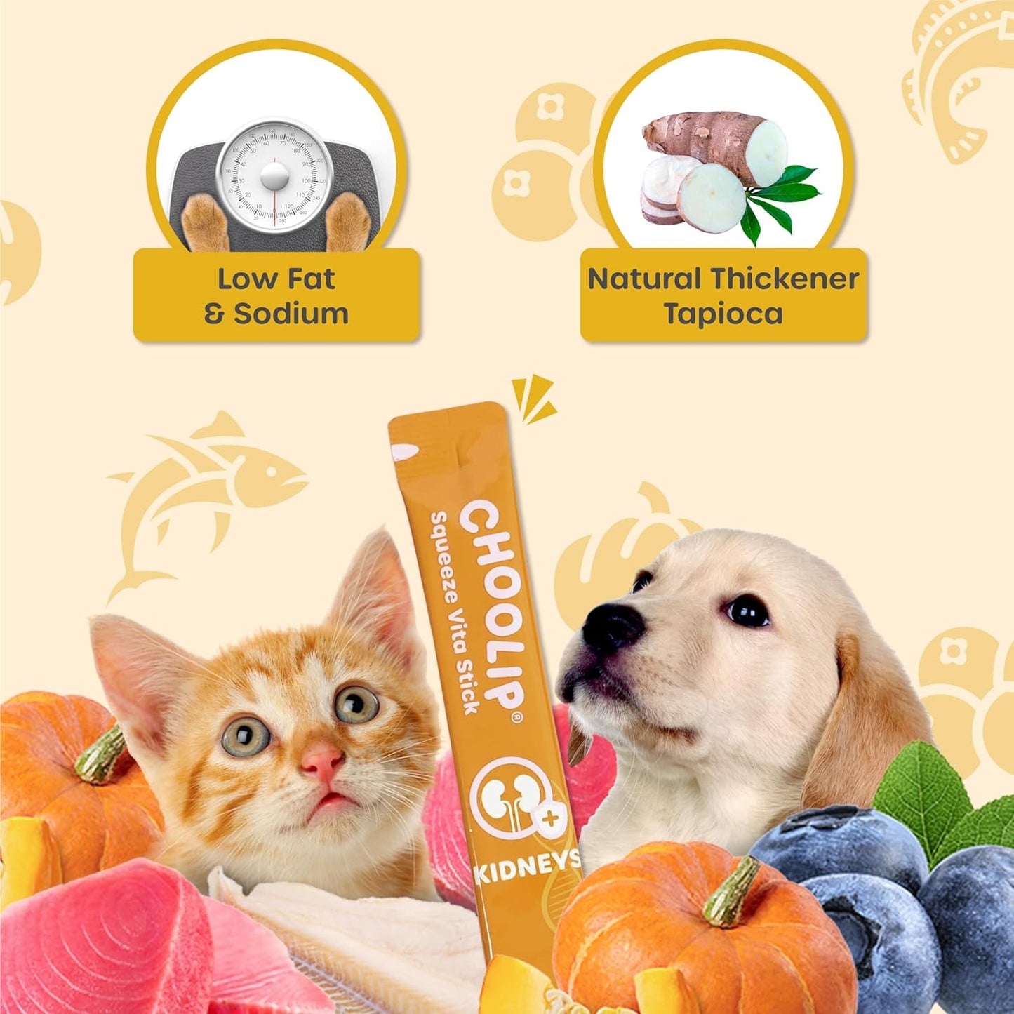 Squeeze Vita Stick Lickable Treats for Dogs & Cats. 7 Kidney Support Sticks with Essential multivitamins. Soft and Tasty Paste for All Life Stages, Supporting Kidney Health