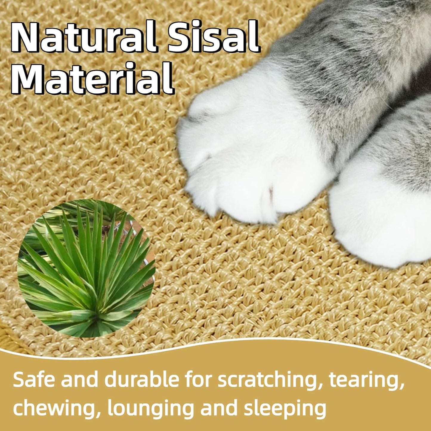 DYAUS Rabbit Scratching Pad, Sisal Bunny Scratch Pad, Natural Rabbit Foraging Mats for Cages, Indoor Bunny Toys Accessories for Bedding Biting Sleeping Resting (2PCS, 16x12in)