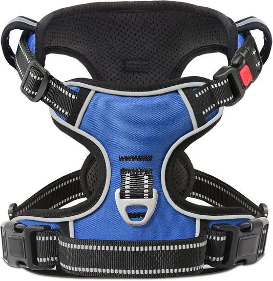 Timos Dog Harness, No Pull Dog Harness 3 Snap Buckles Adjustable Reflective No Choke Pet Vest for Small Dog with Soft Padded Control Training Handle for Outdoor Training,Lock Blue, S