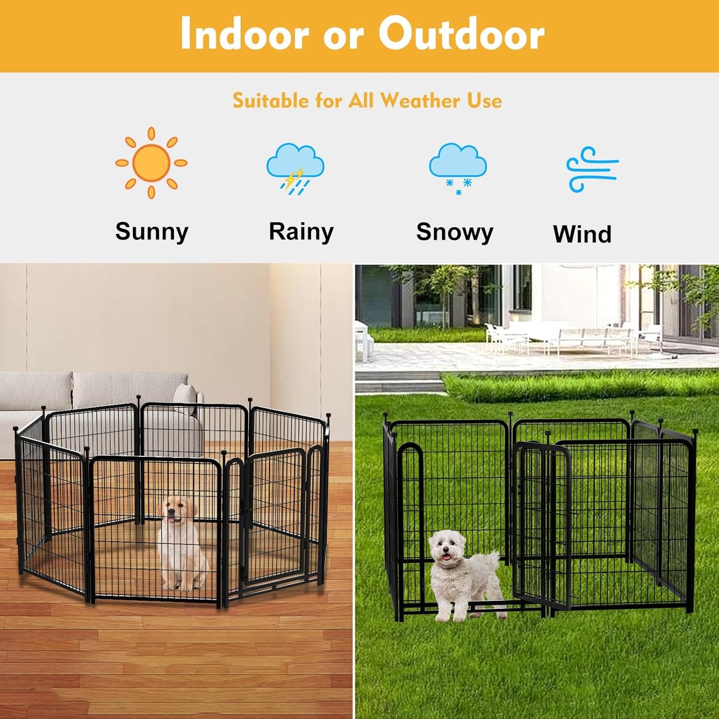 Tall Garden Fence, 36 in(H) 10 Panels Dog Fence Outdoor for Yard, Metal Dog Pen Heavy Duty Pet Puppy Exercise Pen for Rv Camping Garden Yard, Medium/Large Pets Fence Total 22.1 Ft(L)