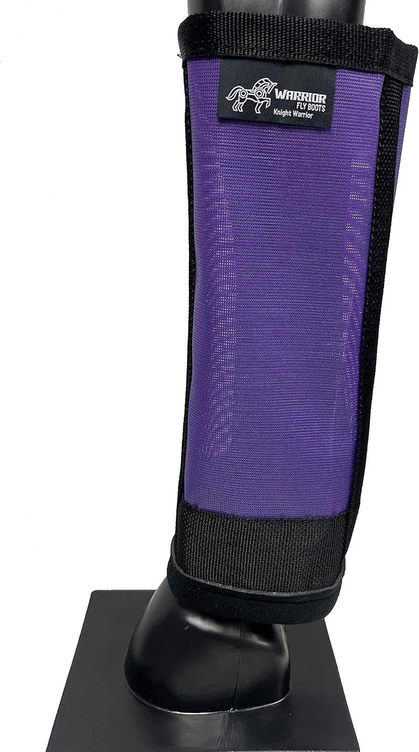 Warrior Fly Boots for Horses - Breathable Mesh Horse Boots for Fly Protection & Leg Comfort - Set of 4 (The Warrior, Purple)