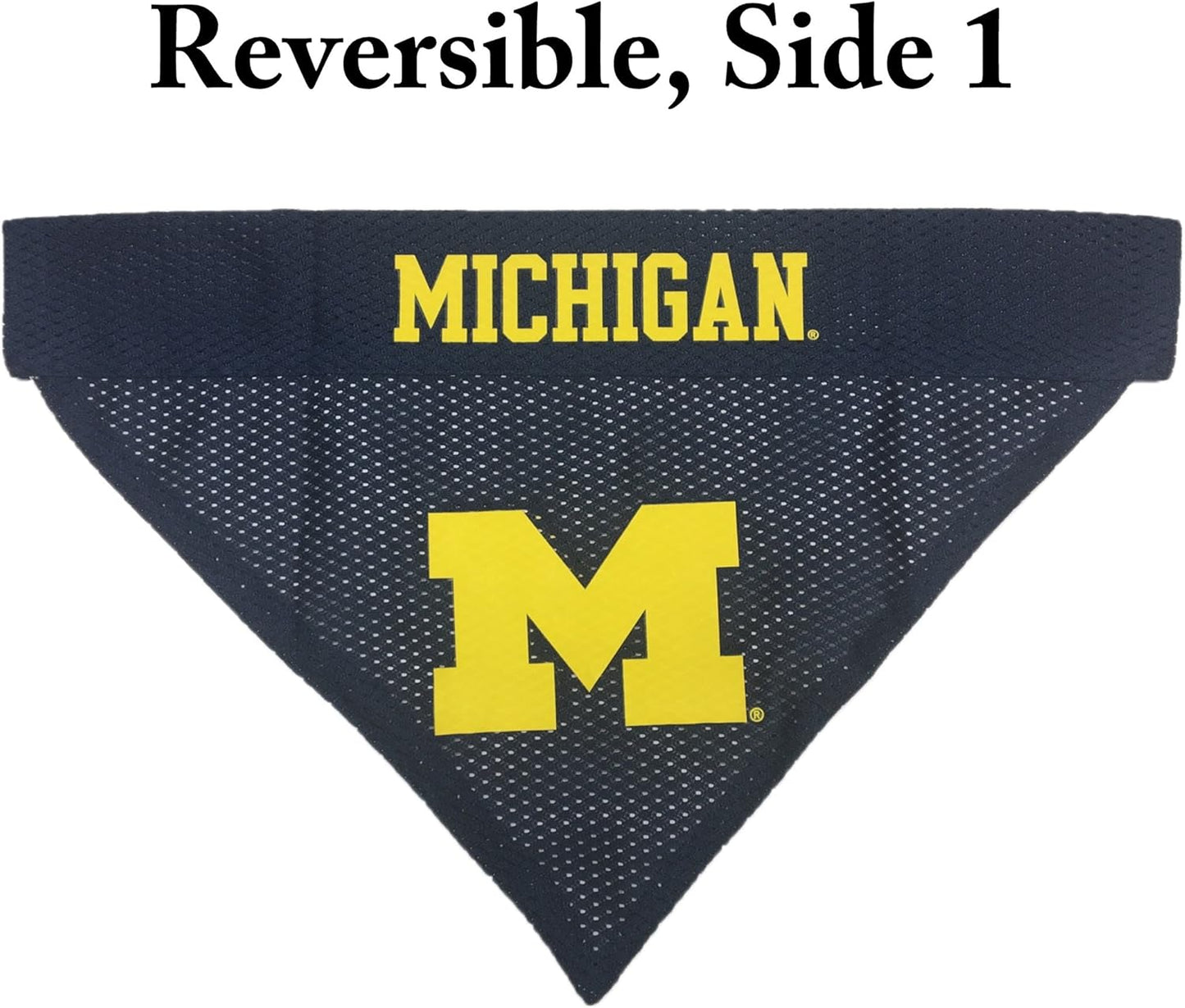 Pets First Collegiate Pet Accessories, Reversible Bandana, Michigan Wolverines, Small/Medium, Black/White
