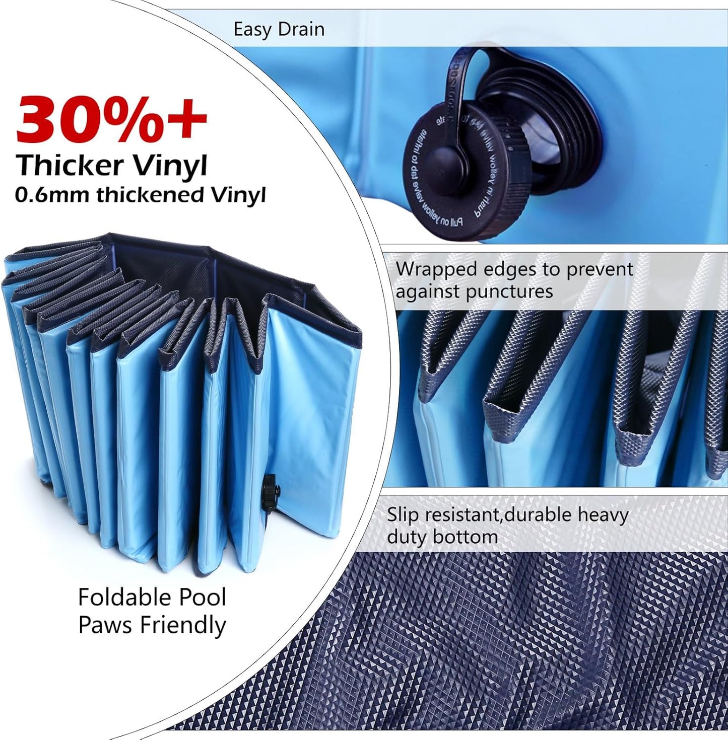 Jasonwell Foldable Dog Pool Collapsible Hard Plastic Dog Swimming Pool Portable Kiddie Pool Pet Pool Doggie Wading Pool Bath Tub for Puppy Small Medium Large Dogs Cats and Kids 97"