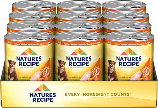 Nature's Recipe Grain Free Chicken, Sweet Potato, and Pumpkin Recipe Wet Dog Food, 13 oz. Can, 12 Count