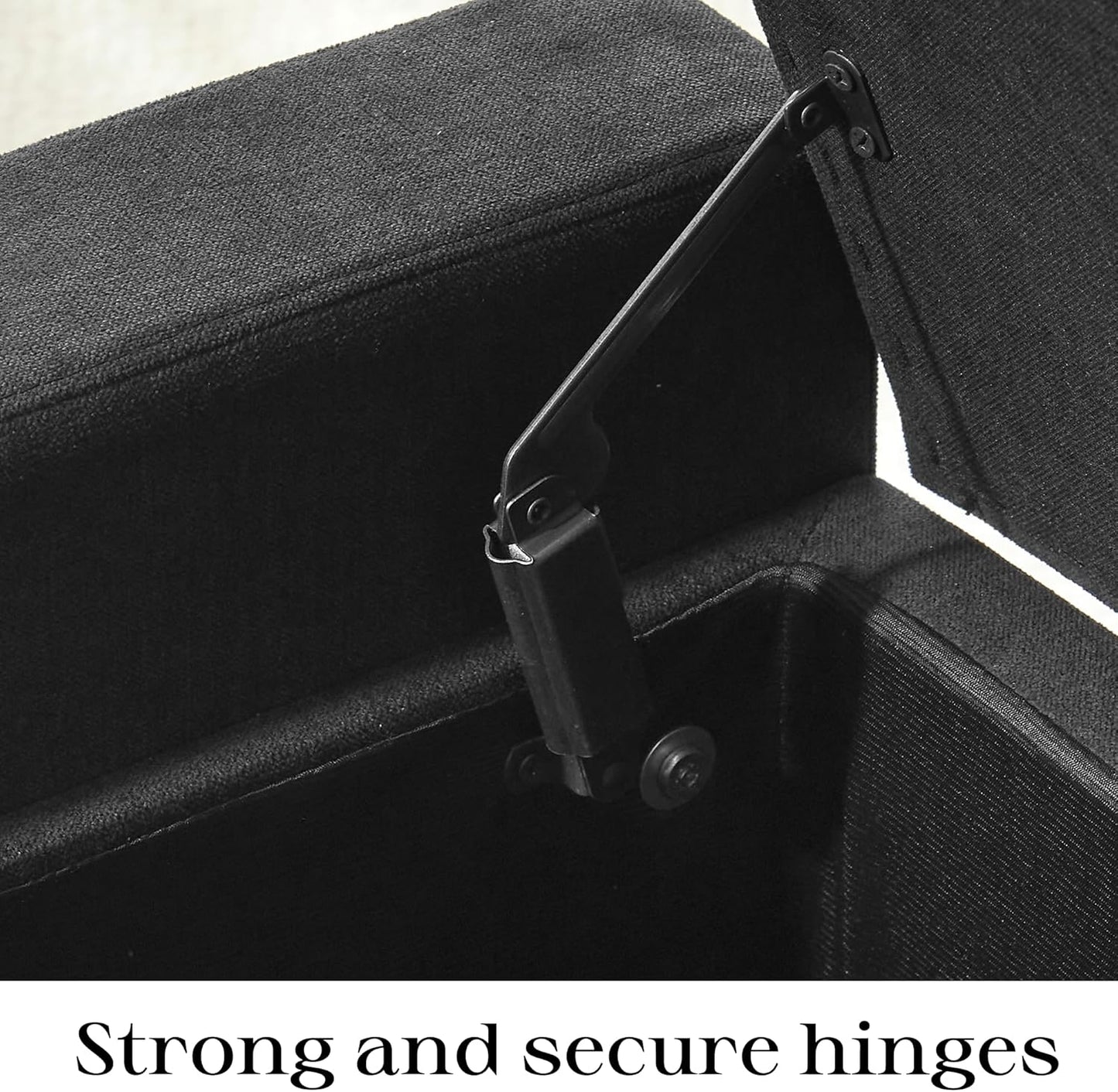 Ottoman with Storage, 48.8" Fabric Storage Ottoman Bench with Hinge, Bedroom Bench, Upholstered Benches with Seating for Living Room, Entryway (Dark Grey)