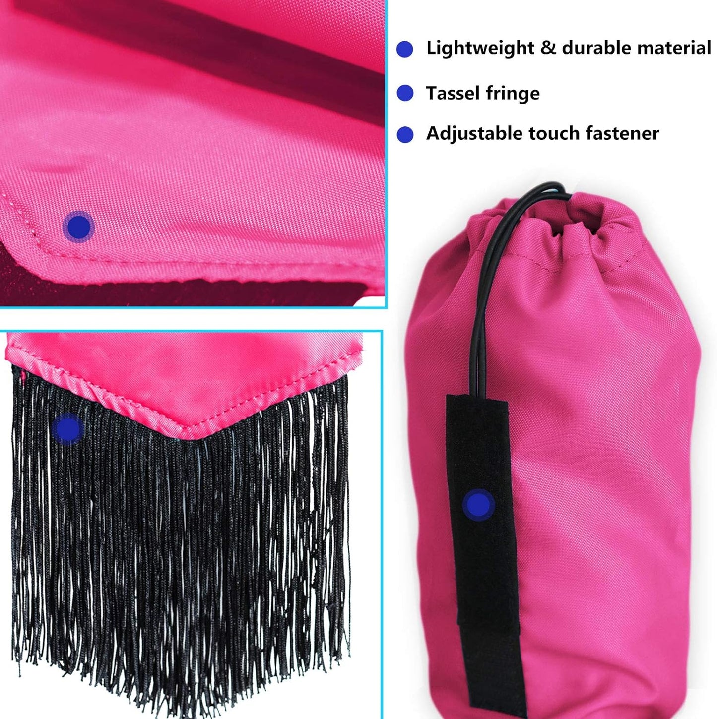Harrison Howard Smooth Lightweight Adjustable Fastener Nylon Horse Tail Bag with Fringe