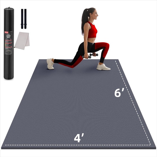 Large Exercise Mat for Home Workout,12‘x6’/10'x6'/9'x6'/8'x6'/7'x5'/6'x4' (7mm) Extra Thick Workout Mat, High-Density Gym Mat for Cardio, Jump Rope, MMA, Weights (Shoe-Friendly)