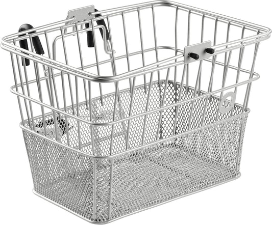 Retrospec Apollo Detachable Front Bike Basket Steel Half-Mesh with Integrated Detachable Hooks and Built-In Handle, Easy Assembly and Portability for Bicycles