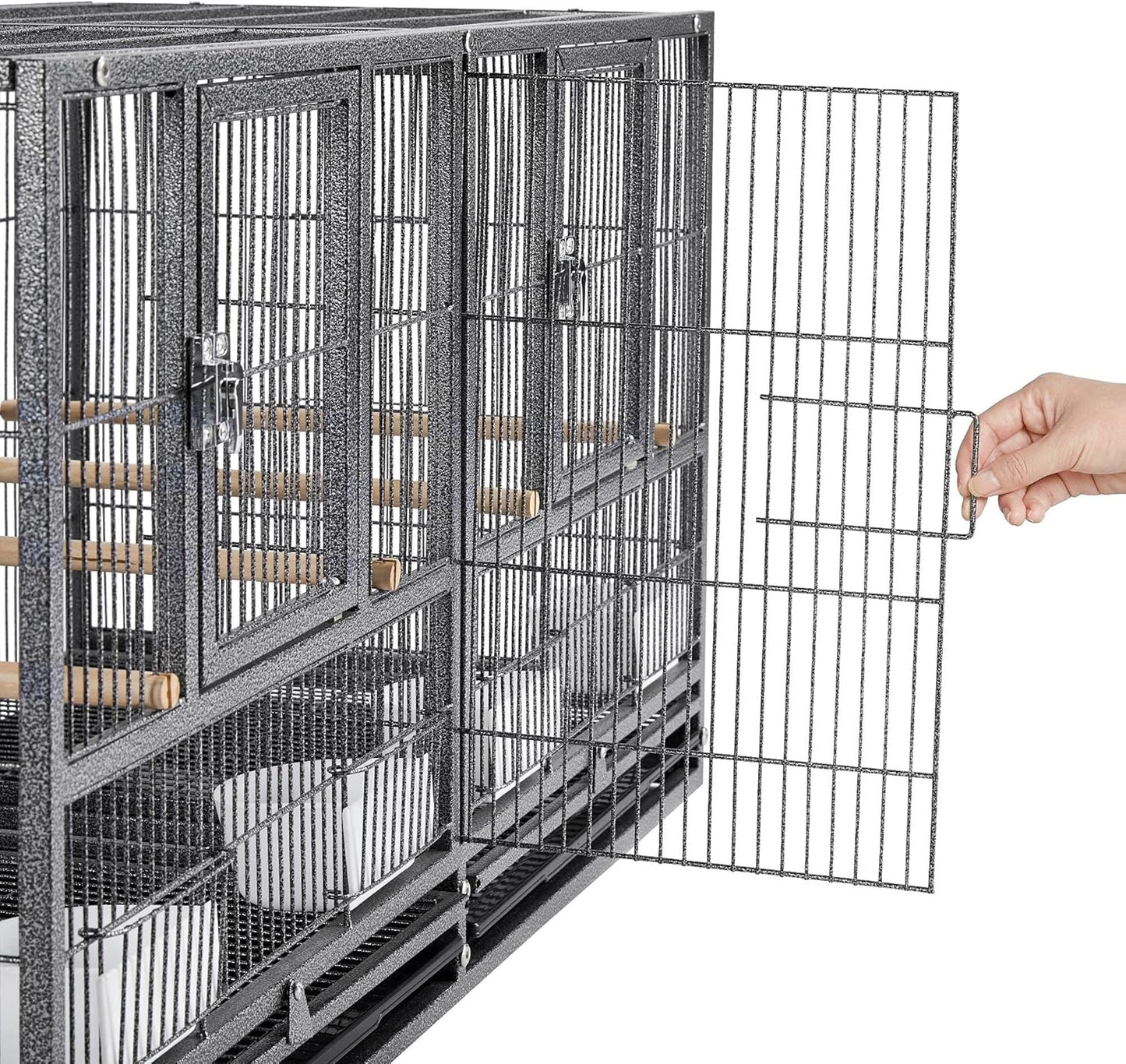 Yaheetech Stackable Bird Cage Divided Breeder Breeding Parakeet Bird Cage for Canaries Cockatiels Lovebirds Finches Budgies Small Parrots, Black