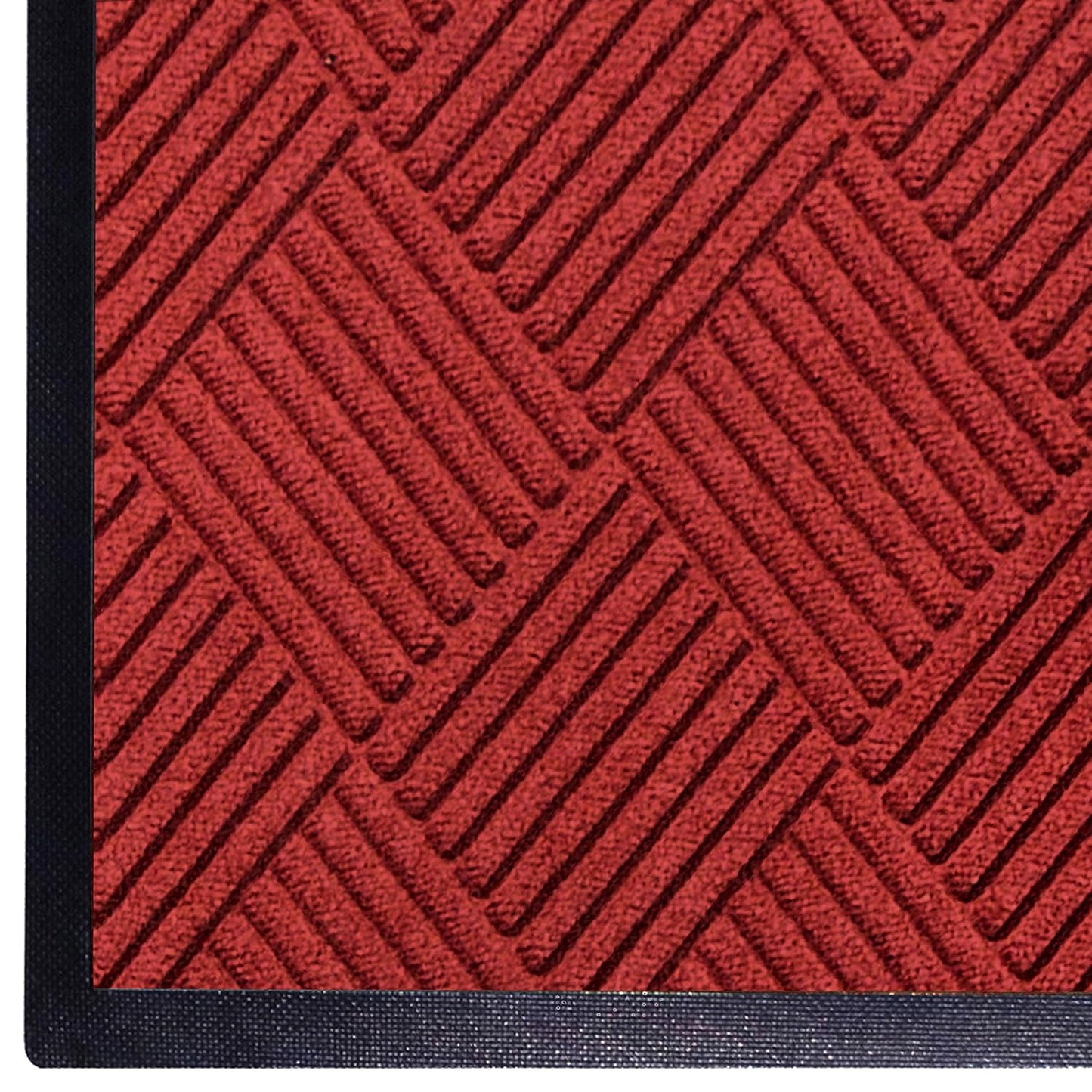 WaterHog Diamond | Commercial-Grade Entrance Mat with Rubber Border – Indoor/Outdoor, Quick Drying, Stain Resistant Door Mat (Solid Red, 3' x 12')