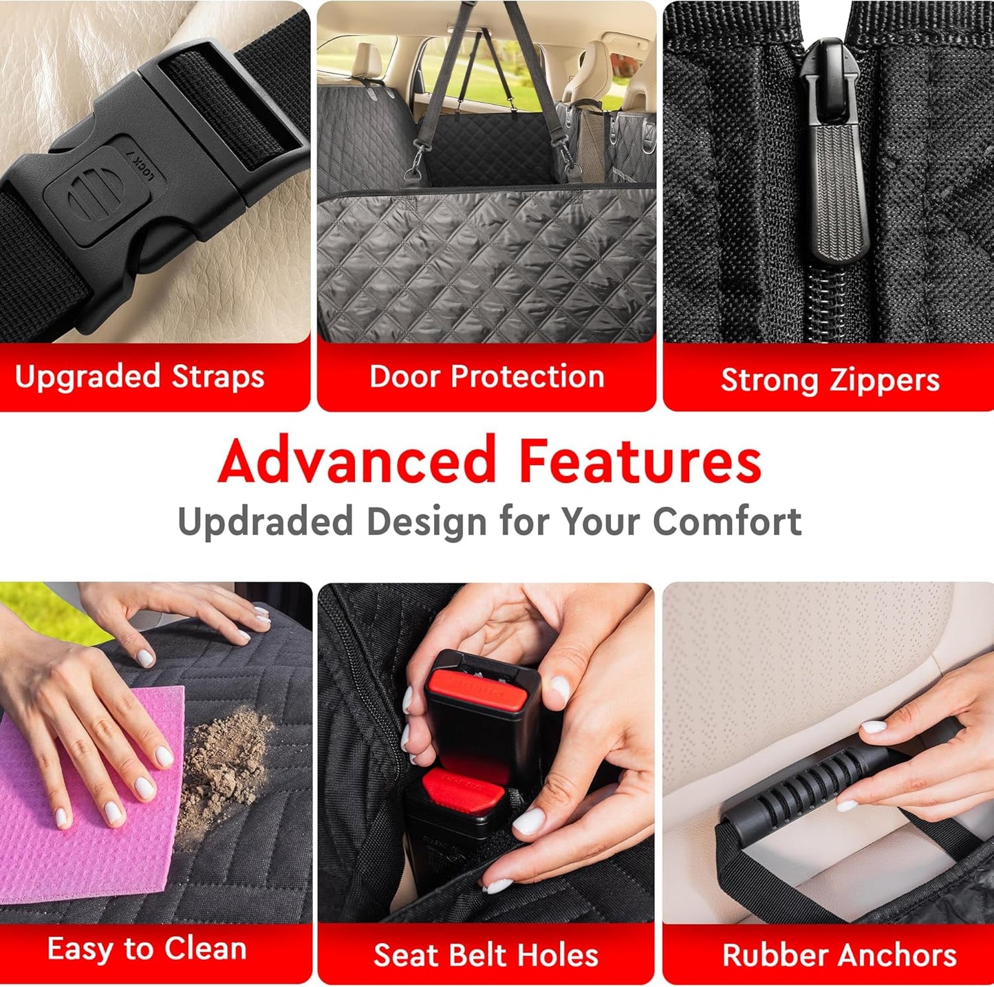 Helteko Back Seat Extender for Dogs - Premium Car Seat Cover with Hard Bottom Holds 400 lbs, Waterproof Hammock for Pet (Black L, for Cars/Mid-Size SUV/Small Truck)