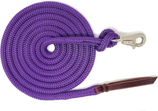 Premium 1/2" Samson EQ Yacht Braid Lead Rope with Nickel Trigger Bull Snap. Option for 12ft, 14ft and 16ft Lengths (Purple, 12 FT)
