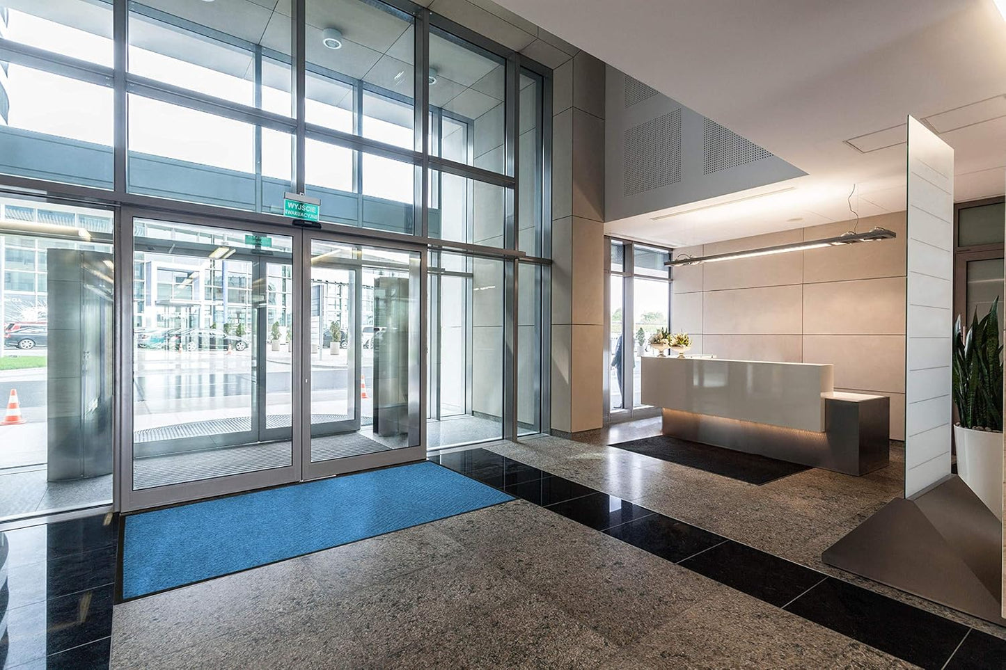 M + A Matting WaterHog Diamond | Commercial-Grade Entrance Mat with Rubber Border – Indoor/Outdoor, Quick Drying, Stain Resistant Door Mat (Navy, 12.2' Length x 4' Width)