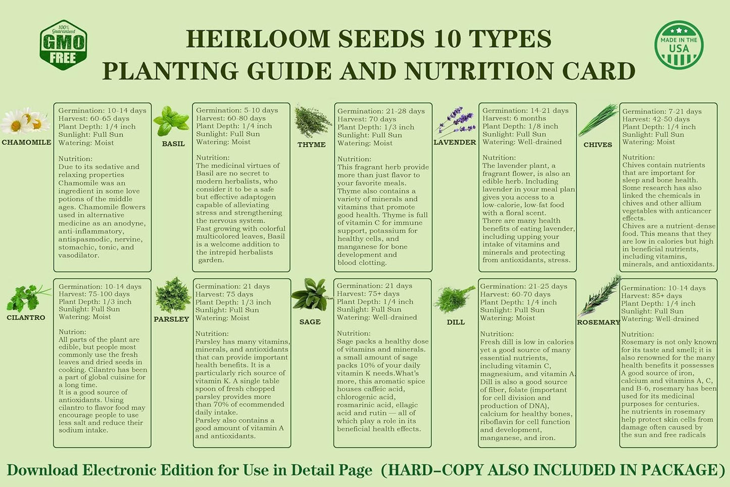 10 Herb Seeds Garden Starter Grow Kit with White Pots, Markers, Nutritional Soil, Watering, Herb Clipper, Complete Indoor Potted Plant Growing Set for Kitchen DIY