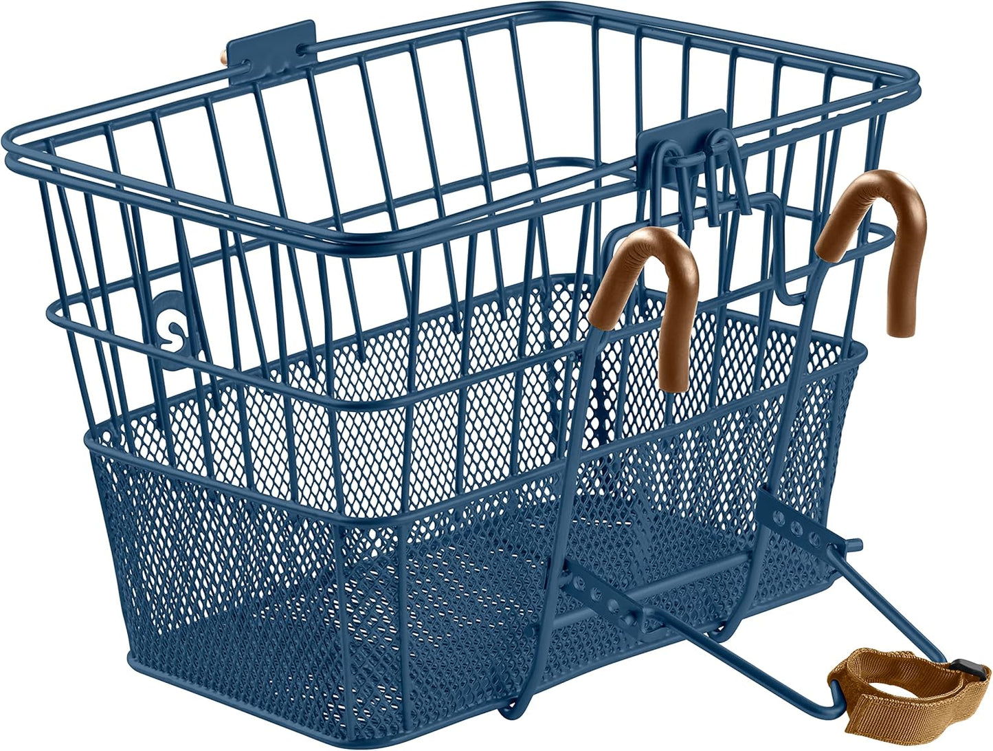 Retrospec Apollo Detachable Front Bike Basket Steel Half-Mesh with Integrated Detachable Hooks and Built-In Handle, Easy Assembly and Portability for Bicycles