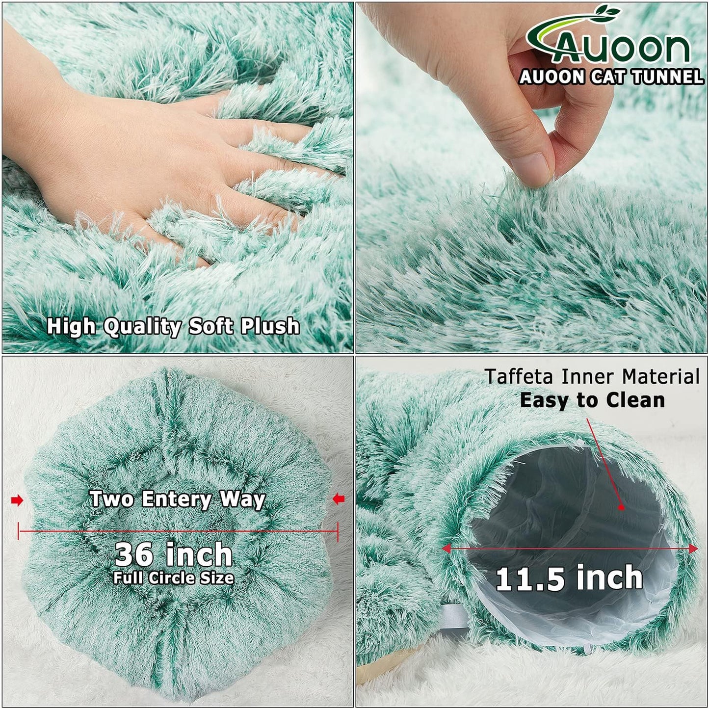 AUOON Cat Tunnel Bed for Indoor Cats - Circle Peekaboo Cat Cave with Washable Mat for Indoor Cats Kitten Kitty Puppy Rabbit Ferret (Rosiness)