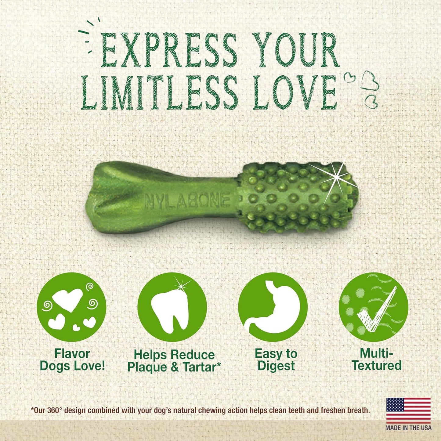 Nylabone Nutri Dent Dog Dental Chews - Natural Dog Teeth Cleaning & Breath Freshener - Dental Treats for Dogs - Fresh Breath Flavor, Mini (32 Count)