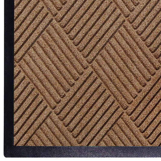 WaterHog Diamond | Commercial-Grade Entrance Mat with Rubber Border – Indoor/Outdoor, Quick Drying, Stain Resistant Door Mat (Medium Brown, 4' x 10')