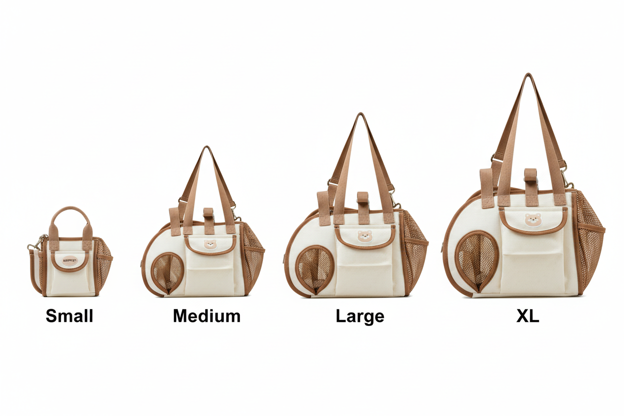 Portable Breathable Pet Carrier Sling Size Comparison